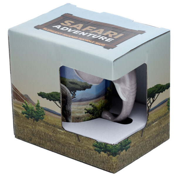 Shaped Handle Ceramic Mug - Elephant Savannah Decal - Image 6