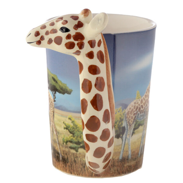 Shaped Handle Ceramic Mug - Giraffe Savannah Decal - Image 3
