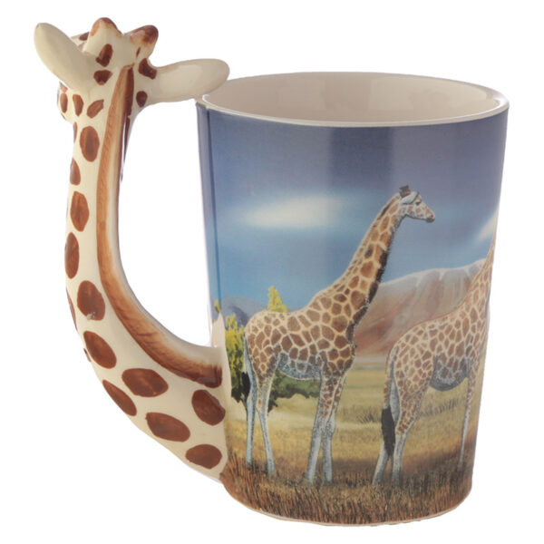 Shaped Handle Ceramic Mug - Giraffe Savannah Decal - Image 4