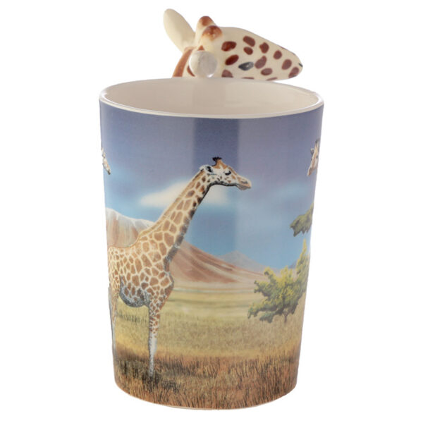 Shaped Handle Ceramic Mug - Giraffe Savannah Decal - Image 5