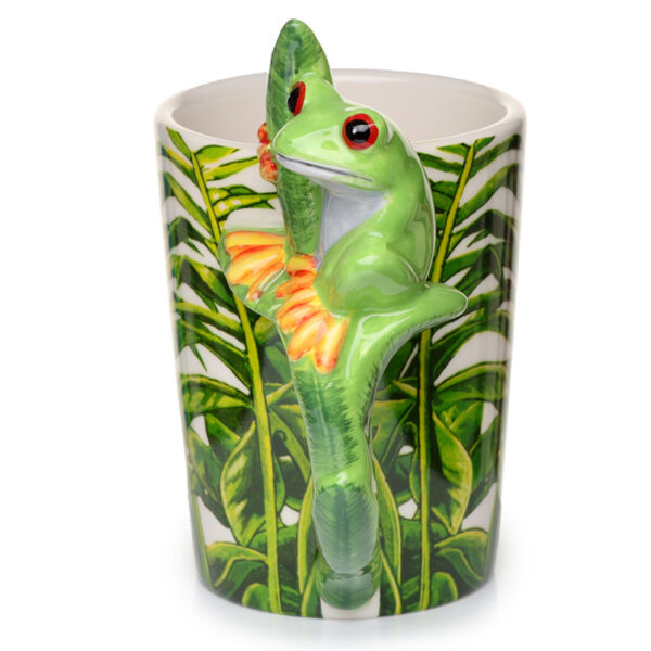Shaped Handle Ceramic Mug - Tree Frog with Foliage Decal - Image 2