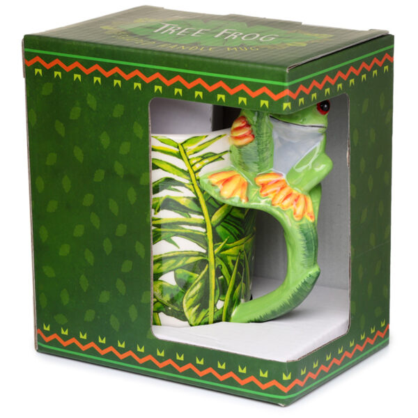Shaped Handle Ceramic Mug - Tree Frog with Foliage Decal - Image 5