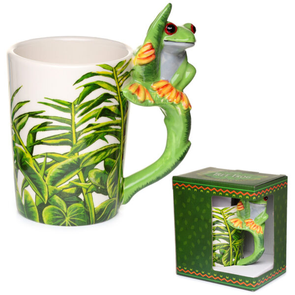 Shaped Handle Ceramic Mug - Tree Frog with Foliage Decal - Image 7