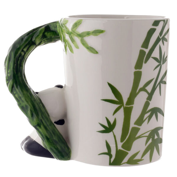 Shaped Handle Ceramic Mug - Panda with Bamboo Decal - Image 3