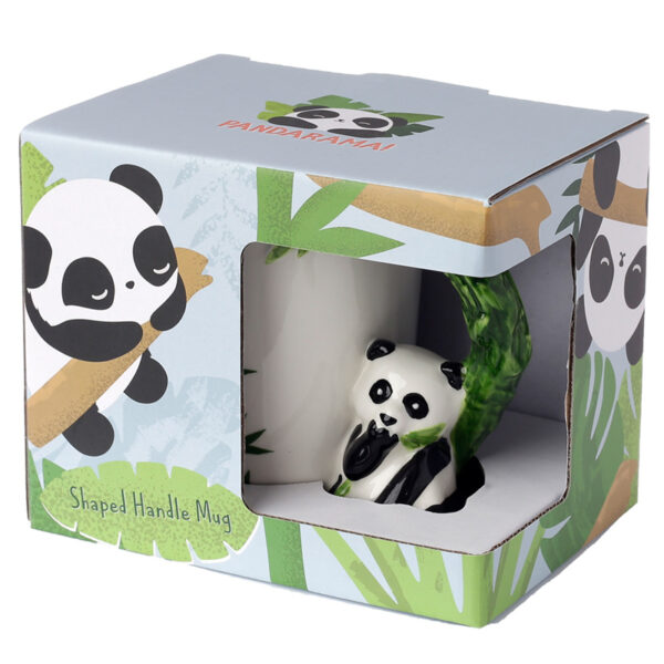 Shaped Handle Ceramic Mug - Panda with Bamboo Decal - Image 5