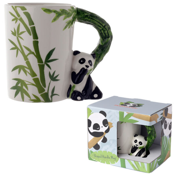 Shaped Handle Ceramic Mug - Panda with Bamboo Decal - Image 6