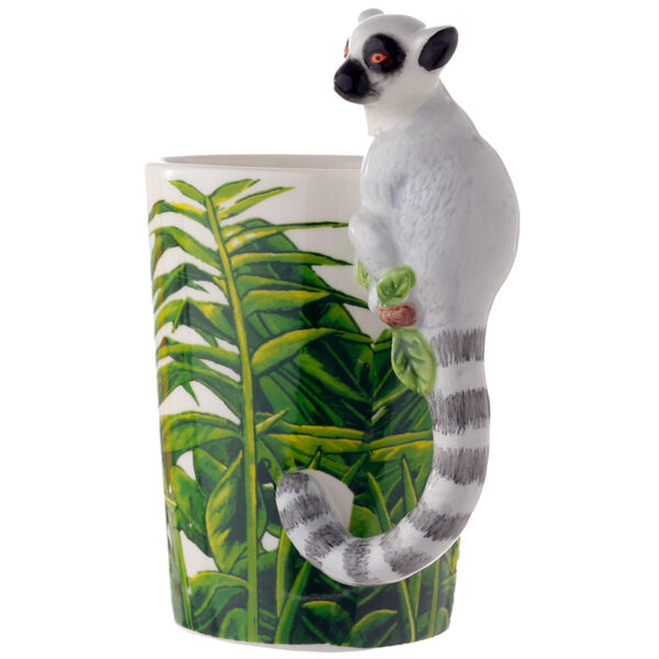 Shaped Handle Ceramic Mug - Lemur with Jungle Decal - Image 4