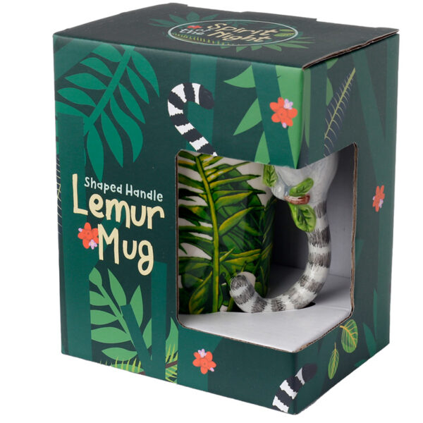 Shaped Handle Ceramic Mug - Lemur with Jungle Decal - Image 5