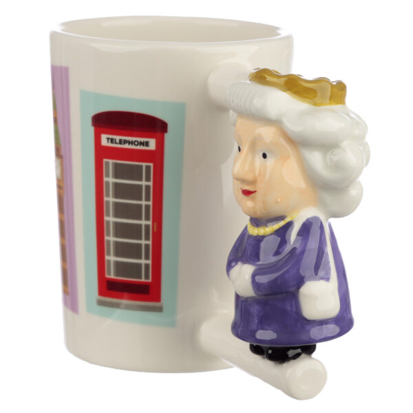 Shaped Handle Ceramic Mug - London Souvenir Queen - Image 2