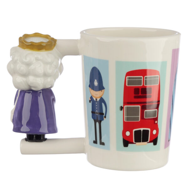 Shaped Handle Ceramic Mug - London Souvenir Queen - Image 3
