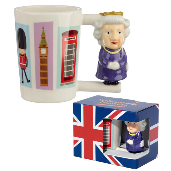 Shaped Handle Ceramic Mug - London Souvenir Queen - Image 6