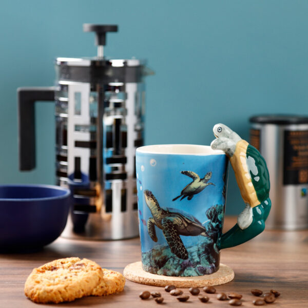 Shaped Handle Ceramic Mug - Turtle - Image 2