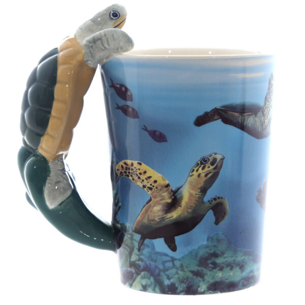 Shaped Handle Ceramic Mug - Turtle - Image 4
