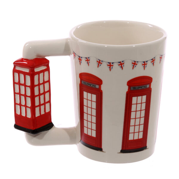 Shaped Handle Ceramic Mug - London Icons Telephone Box - Image 4