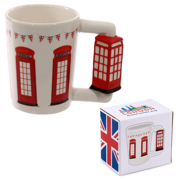 Shaped Handle Ceramic Mug - London Icons Telephone Box - Image 7
