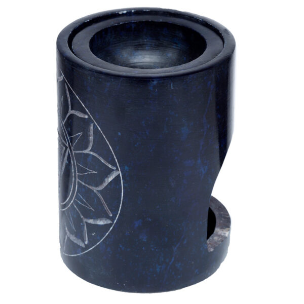 Dark Blue Soapstone Carved Chakra Oil Burner - Image 3