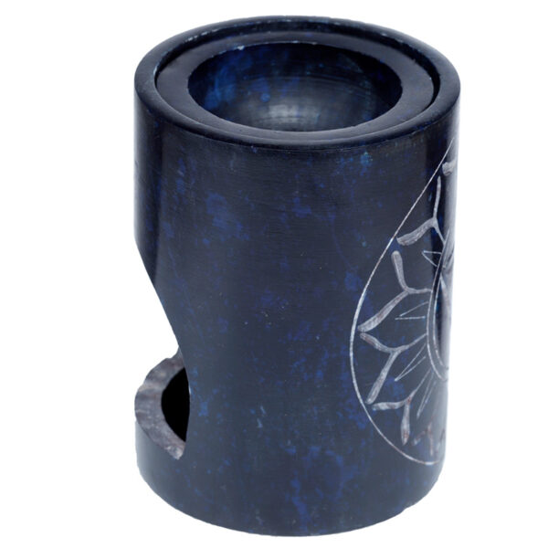 Dark Blue Soapstone Carved Chakra Oil Burner - Image 5