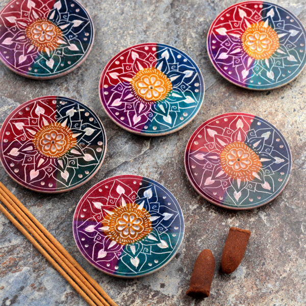 Soapstone Incense Burner Dish - Flower Petals - Image 2