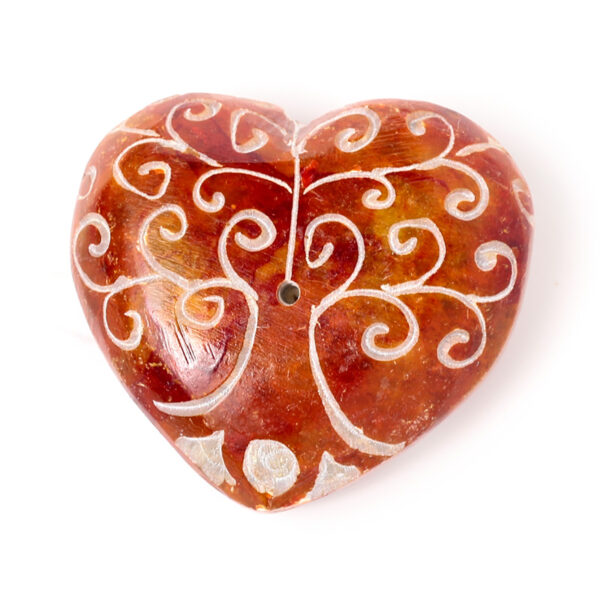 Carved Soapstone Ashcatcher Incense Burner - Chakra Heart Shaped Tree of Life - Image 6