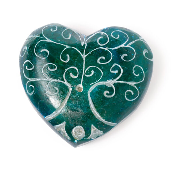Carved Soapstone Ashcatcher Incense Burner - Chakra Heart Shaped Tree of Life - Image 9