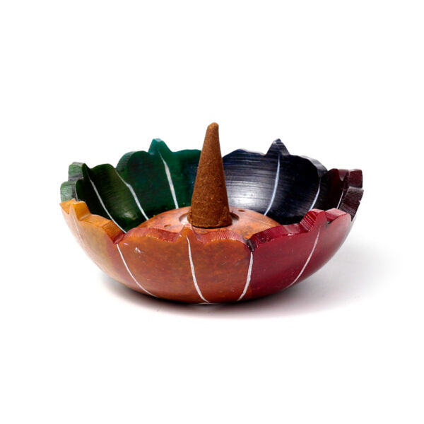 Carved Soapstone Incense Burner Dish - Chakra Lotus Shaped - Image 4