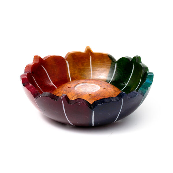 Carved Soapstone Incense Burner Dish - Chakra Lotus Shaped - Image 6