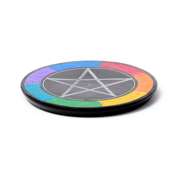 Carved Soapstone Incense Burner Dish - Chakra Pentacle - Image 3