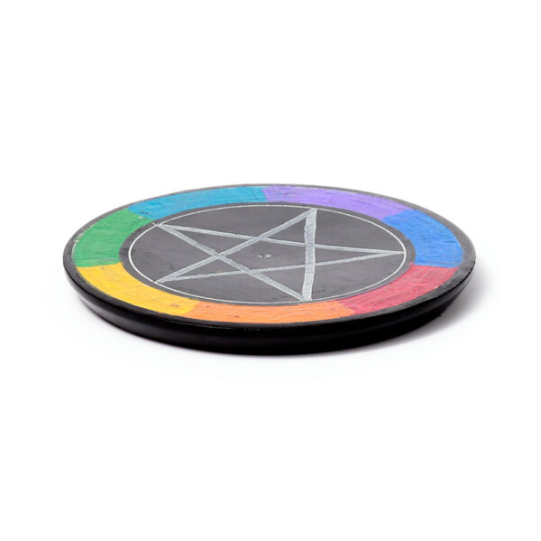 Carved Soapstone Incense Burner Dish - Chakra Pentacle - Image 6