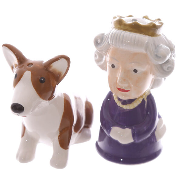Ceramic Salt & Pepper Set - Queen & Corgi - Image 2