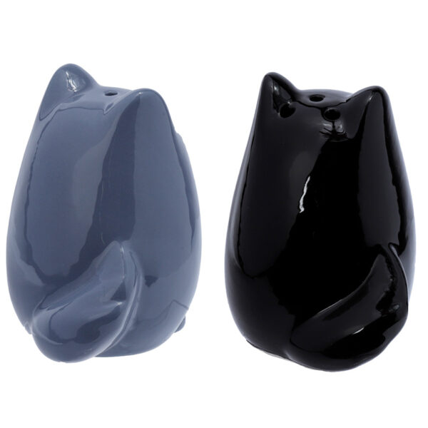 Ceramic Salt & Pepper Set - Feline Fine Black & Grey Cats - Image 10