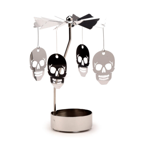 Spinning Tea Light Carousel Candle Holder - Skull