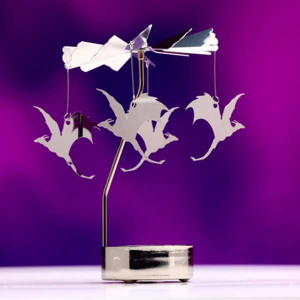 Spinning Tea Light Carousel Candle Holder - Flying Dragons - Image 3