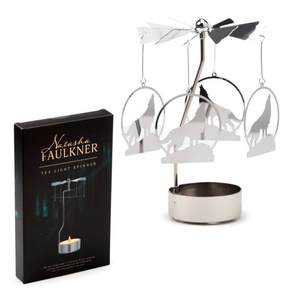 Spinning Tea Light Carousel Candle Holder - Howling Wolf - Image 5