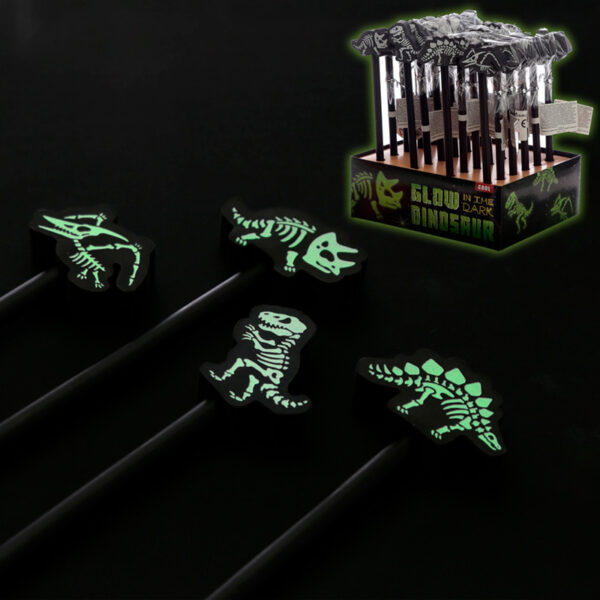 Fun Dinosaur Pencil and Glow in the Dark Eraser Set - Image 4