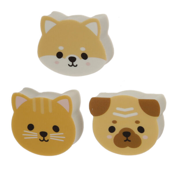 Eraser 3 Piece Set - Adoramals Pets (Cat/Pug/Shiba Inu) - Image 2