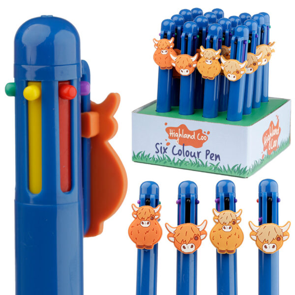 Multi Colour Pen (6 Colours) - Highland Coo Cow - Image 6