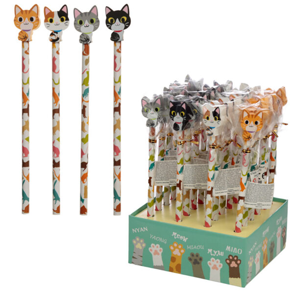 Fun Cat Pencil and Eraser Set - Image 3