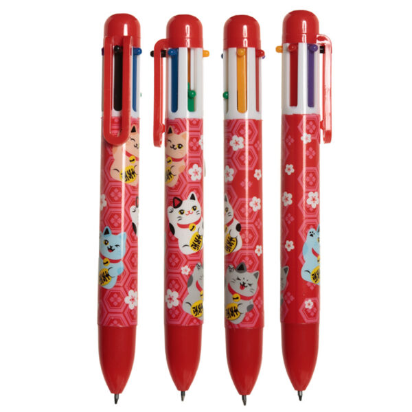 Multi Colour Pen (6 Colours) - Lucky Cat Maneki Neko - Image 2