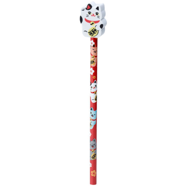Fun Lucky Cat Maneki Neko Pencil and Eraser Set - Image 3