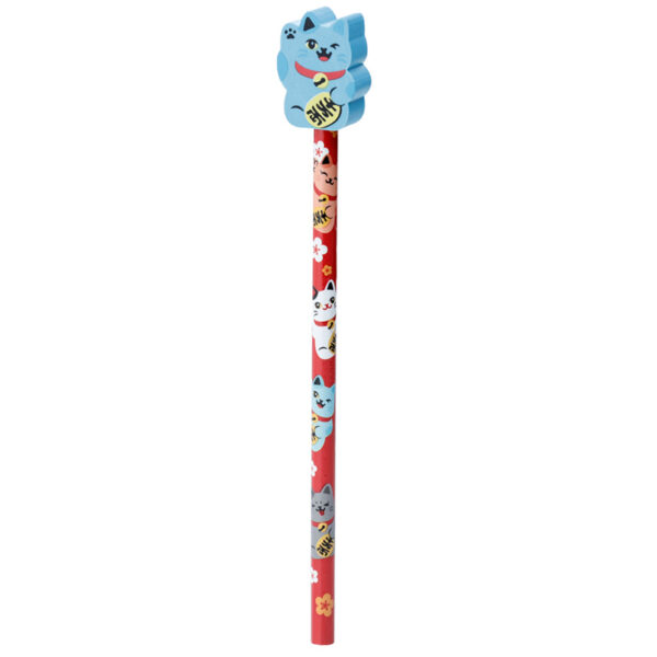 Fun Lucky Cat Maneki Neko Pencil and Eraser Set - Image 4