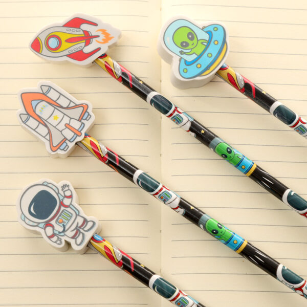 Fun Hello Space Pencil and Eraser Topper Set - Image 2