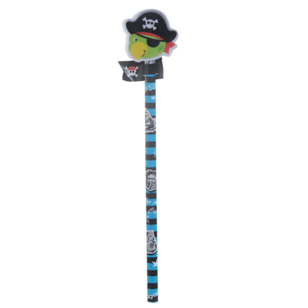 Fun Pirate Design Pencil and Eraser Set - Image 2