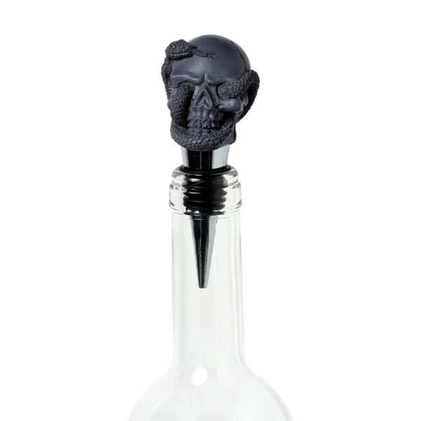 Novelty Bottle Stopper - Skulls and Roses Skull and Snake - Image 2