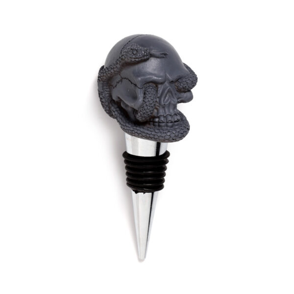 Novelty Bottle Stopper - Skulls and Roses Skull and Snake - Image 3