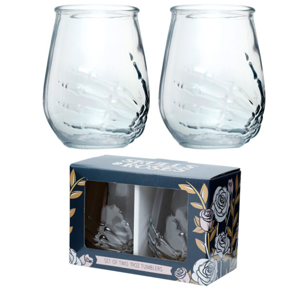 Skeleton Hand Set of 2 Glass Tumblers - Image 7