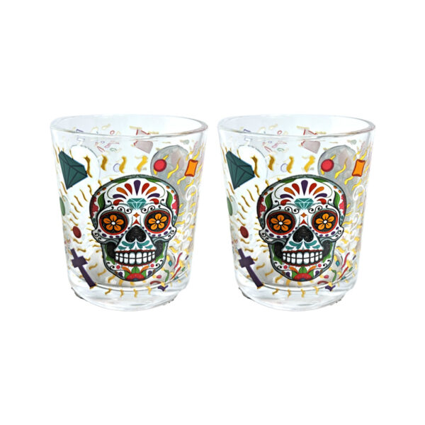 Glass Tumbler Set of 2 350ml - Day of the Dead - Image 2