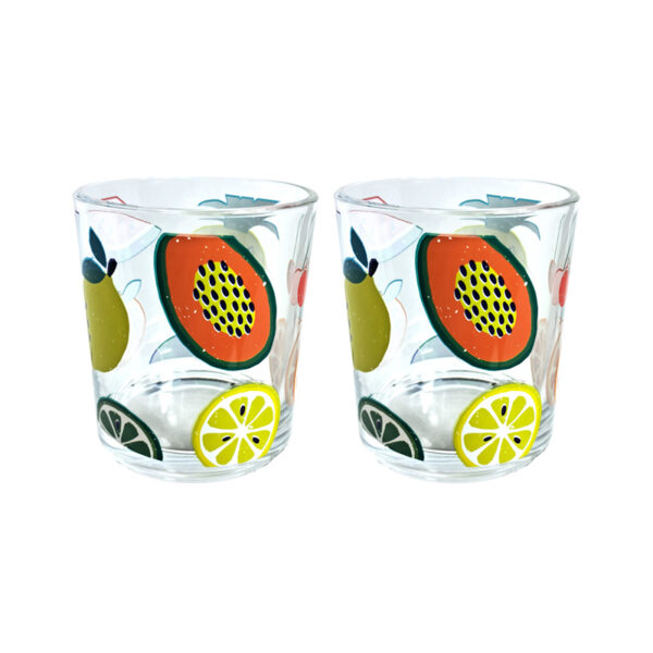 Glass Tumbler Set of 2 350ml - Summer Fruits - Image 2