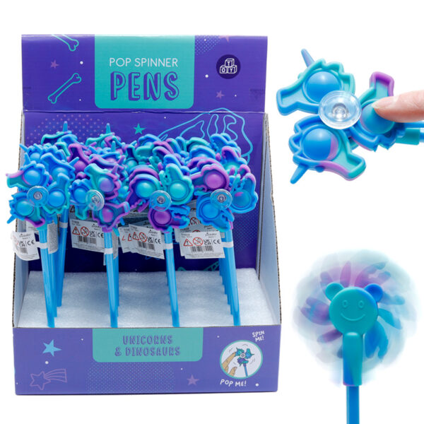Fun Kids Spinner Fidget Top Dinosaur  and Unicorn Pen - Image 11