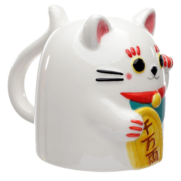 Novelty Upside Down Ceramic Mug - Maneki Neko Lucky Cat - Image 2