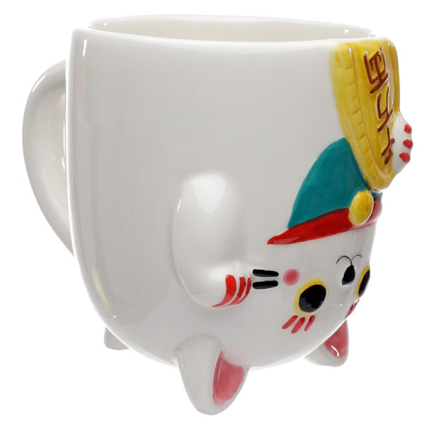 Novelty Upside Down Ceramic Mug - Maneki Neko Lucky Cat - Image 3